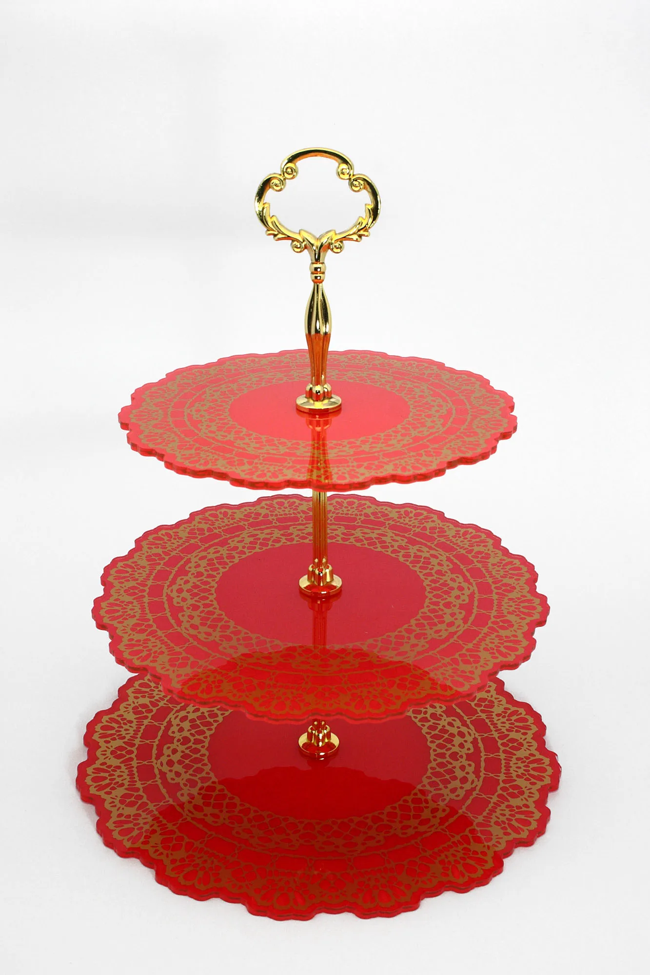 3-Tier Acrylic cup cake stand with silver handle