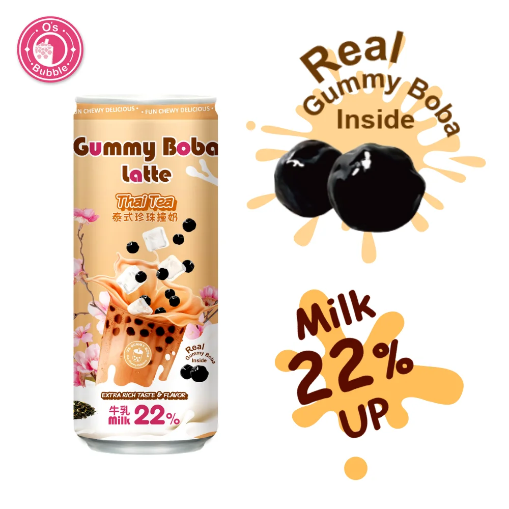 Ready To Drink Thai Tea Canned Drinks With Gummy Boba