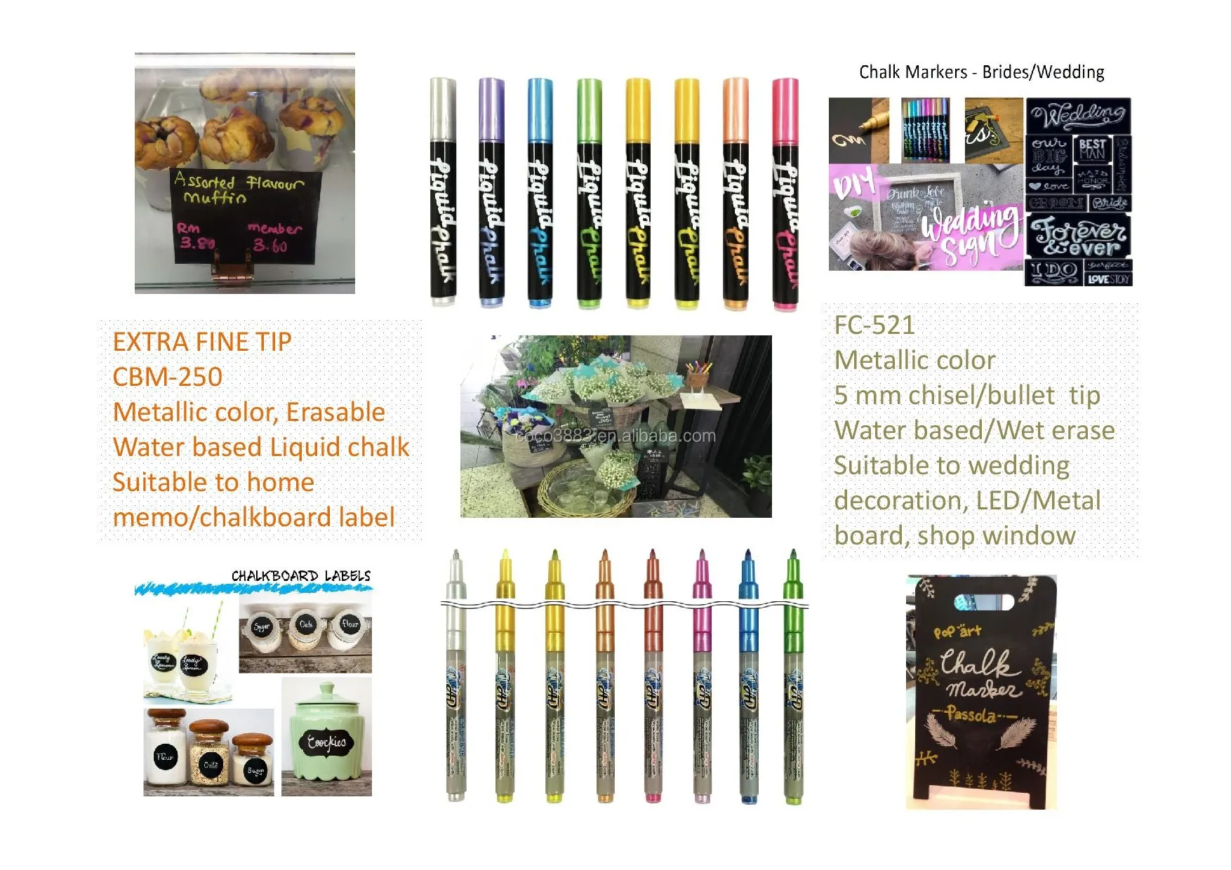  Fluorescent ink Chisel/Bullet Nib 5.5 MM for LED board Glass chalk marker