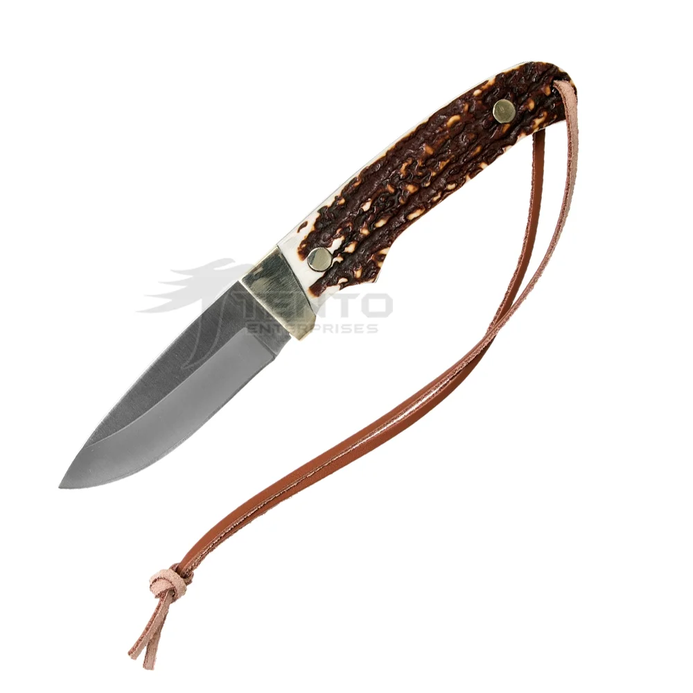 
Stag Horn Handle Stainless Steel Fixed Blade Hunting Knife 
