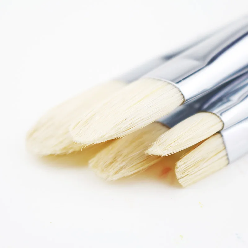 Xiedetang 515 6pcs/set bristles hogs hair flat head professional artist oil acrylic gouache paint brush set