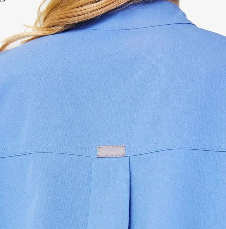 One Button Placket Mandarin Collar Drop-Shoulder Silhouette Comfy Nursing Women Scrubs Tops Uniform