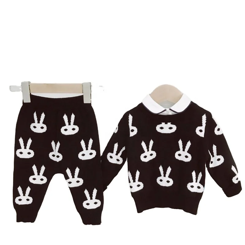 
100% Cotton Newborn Knitted Bodysuit Baby Clothing Suit Long Sleeves Boy Sweater Bundle Clothing Winter 