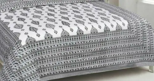 Hand Block Floral Printed Comfort Cotton Double Bed sheet with 2 Pillow Covers High Classical Finishing Handmade Bed Sheet