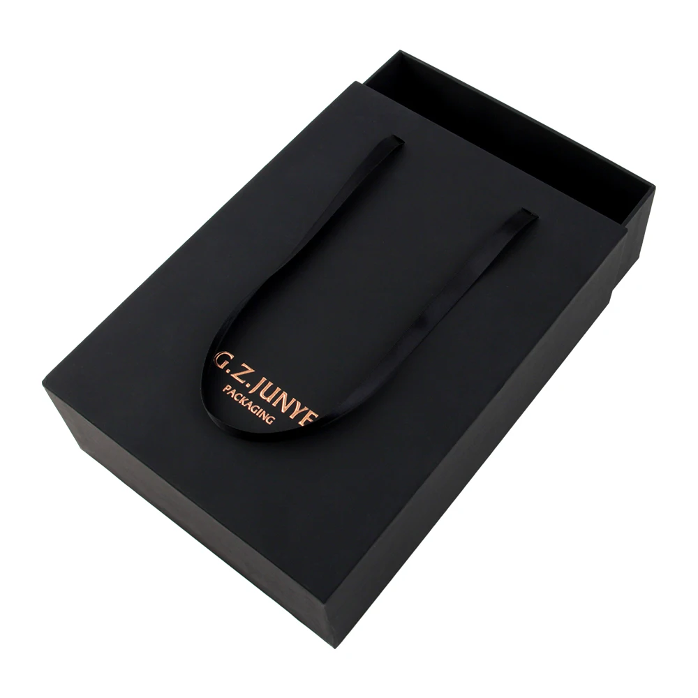 good price luxury sliding drawer box cardboard custom logo cardboard black sliding drawer gift box with handle