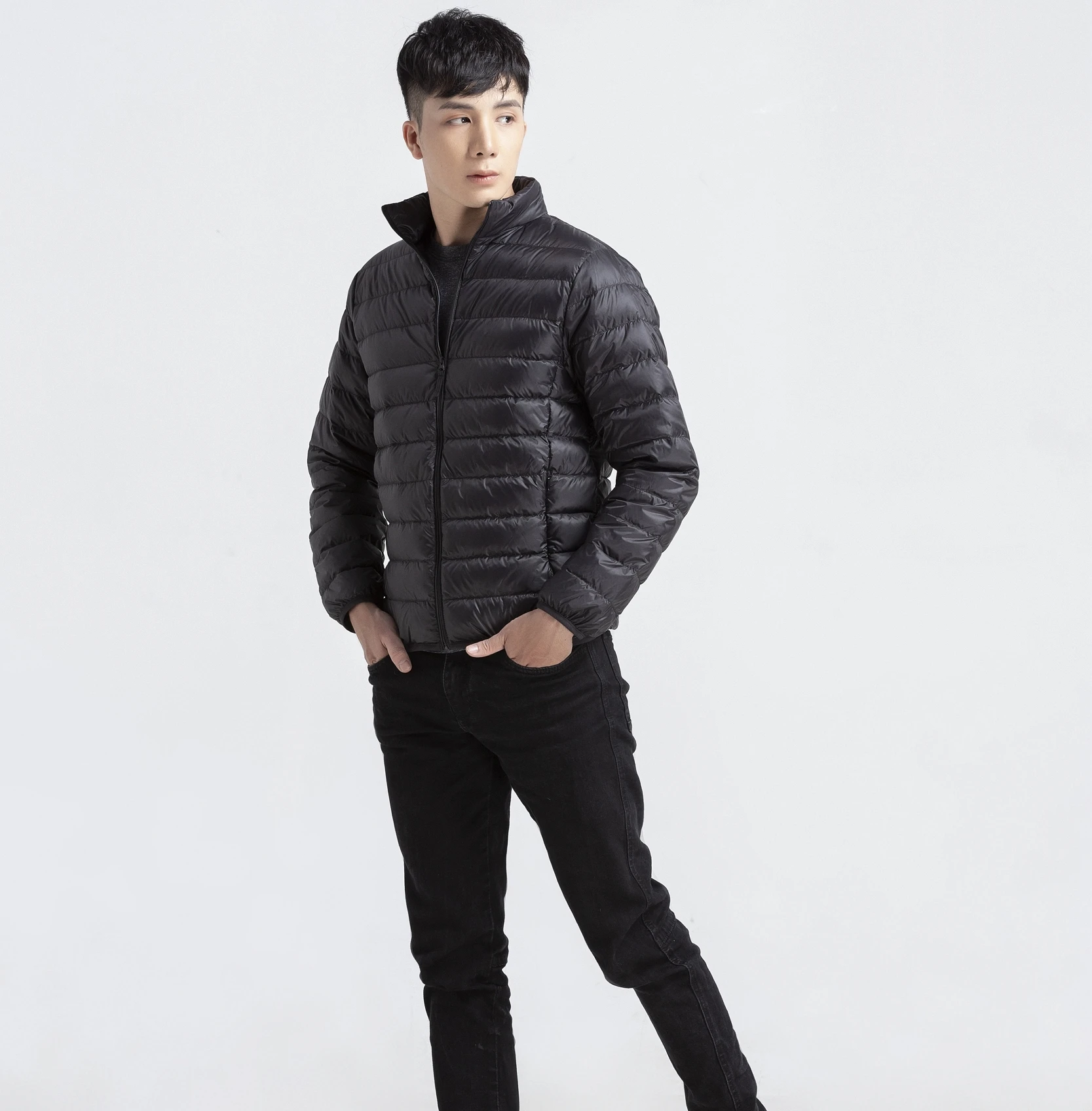 New Vietnam Design 90% White Duck Down 10% feather Jacket Long Sleeve Stand Collar  Winter Ultra Light Duck Down Jacket