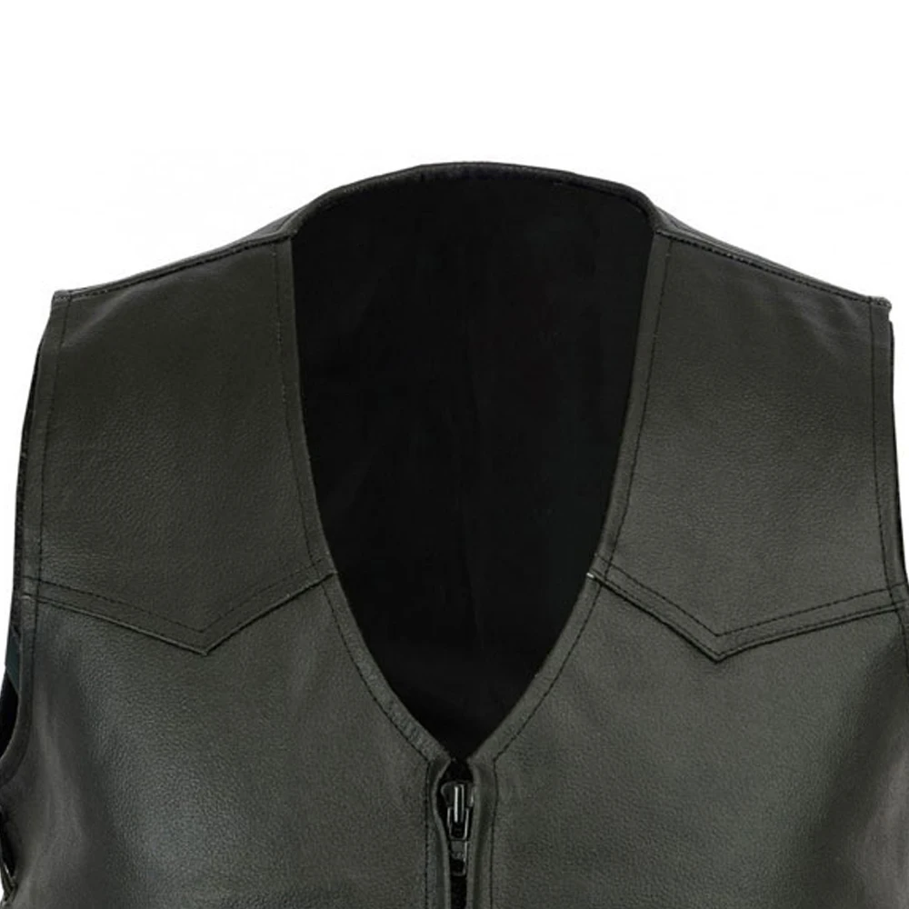 High Quality Custom made unique design hip hop style leather vest / Men Motorbike Leather vest for sale