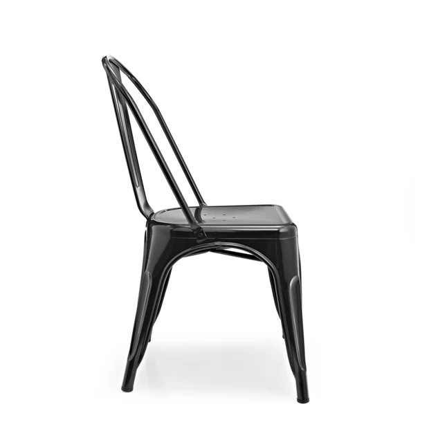 Vintage Industrial Bistro Cafe Stackable Metal Chair French Style Hotel Dining Chair Restaurant Metal Iron Chair in Black Finish