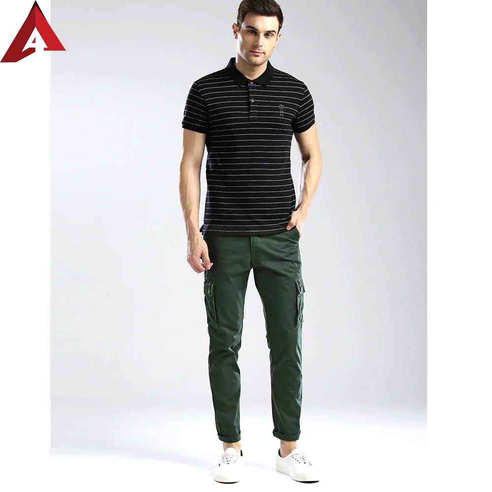 Solid Green Color With Plain Dyed And Side Pockets For Men Clothing For Men New Model Cargo Pants 2021 Reflective Stripe Elastic