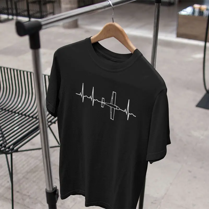 Plane T shirt Aviation Tank Cardiogram Enthusiasts Tops Tshirt Cotton Comfortable Leisure Tee Gift Space Casual T-shirt