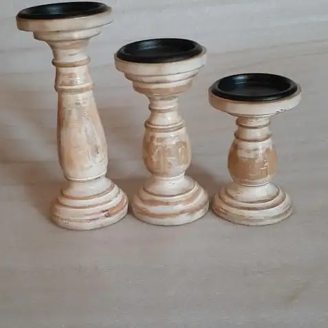 wooden candle pillar for decorate tea light wooden stand different size best 3 piece shiny polished wooden candle holder