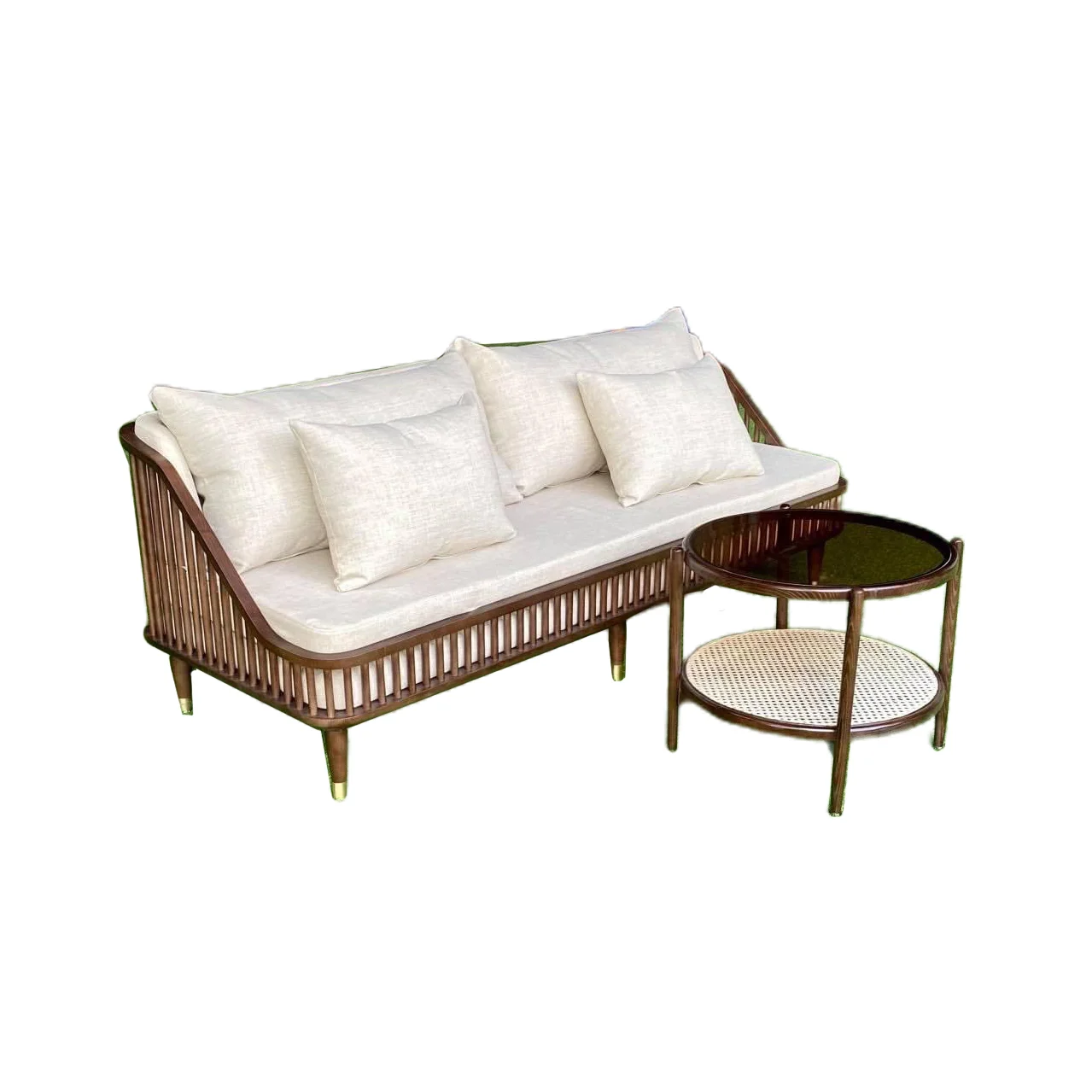 Classical Semi Rattan and Wooden Sofa Set From Vietnam