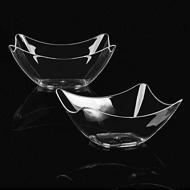 Wholesale Clear Reusable PS Plastic Dessert And Salad Dish