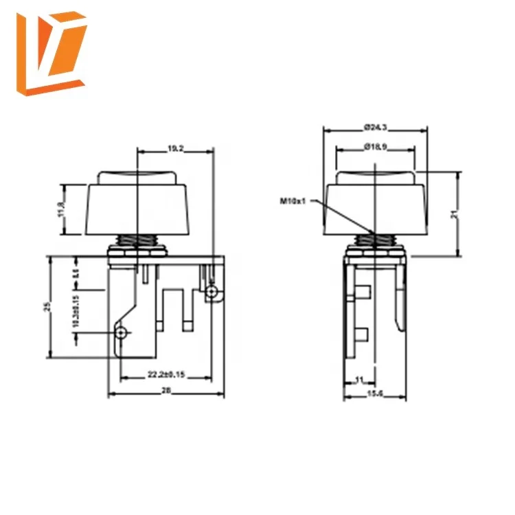 VAQ-5R-Y-101C2 Nvlon micro push button switch