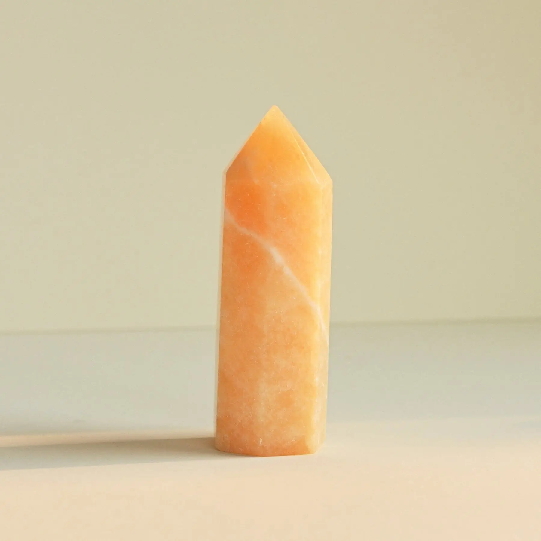 Natural crystal wholesale Agate Gemstones Orange Calcite  Tower 4  Faceted  shape pointed Super Quality