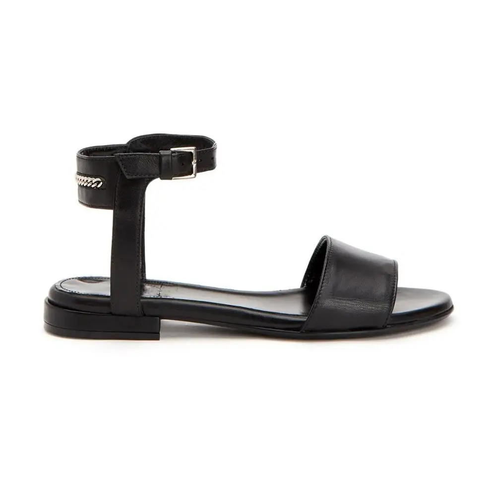 Hot Selling 2023 Women New Chain Design Flat Low Heel Black Color Sandals Other Colors Also Available Size 36 37 38 39 Available