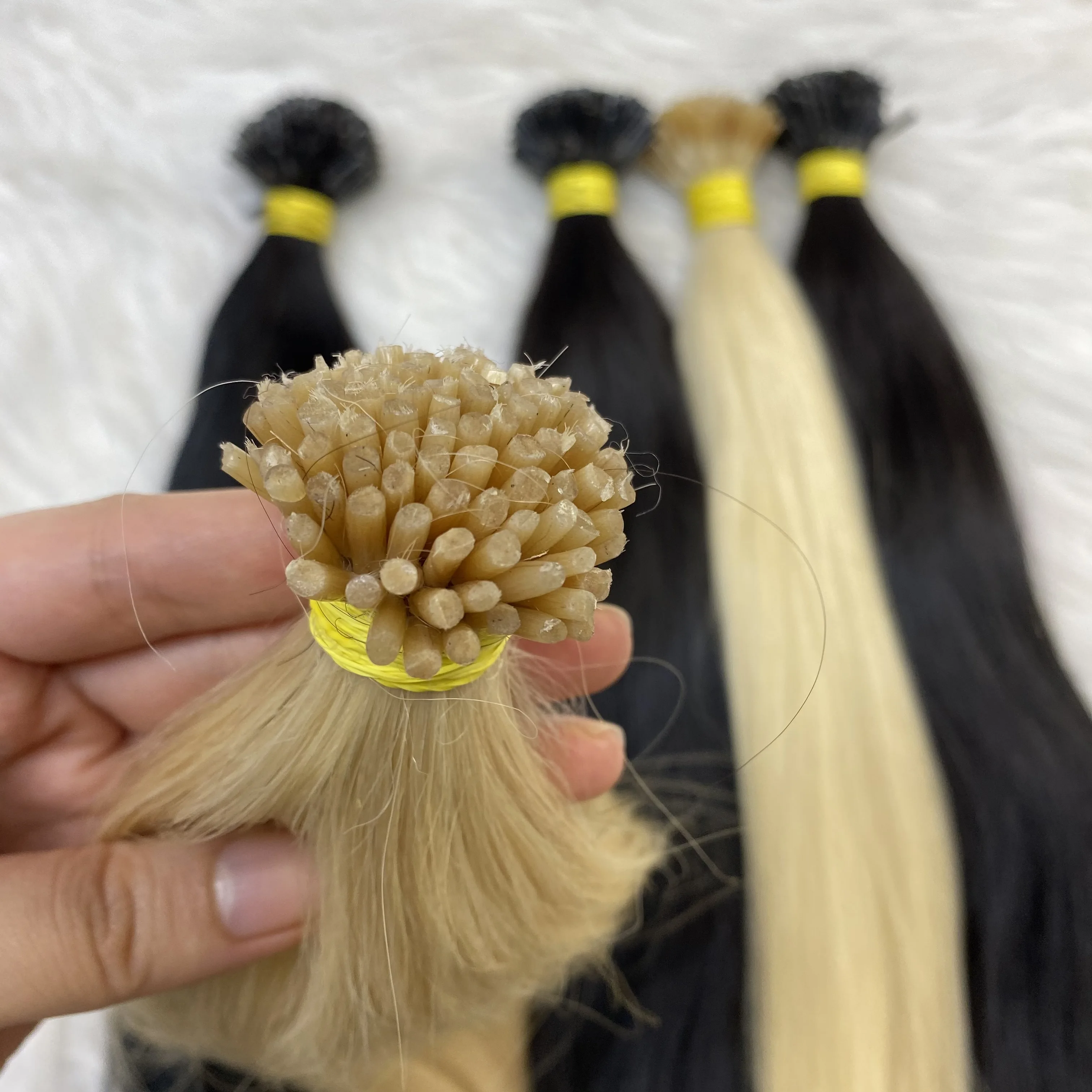 Virgin human hair easy Micro Ring/Links/Loop/Beads Hair Extensions, natural black, blonde I-tip human hair extensions