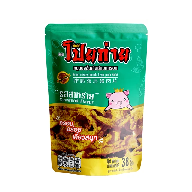 Poygai жареные хрустящие двухслойные свиные ломтики с ароматом нори и морских водорослей 38 г. Высококачественные закуски из Таиланда на экспорт