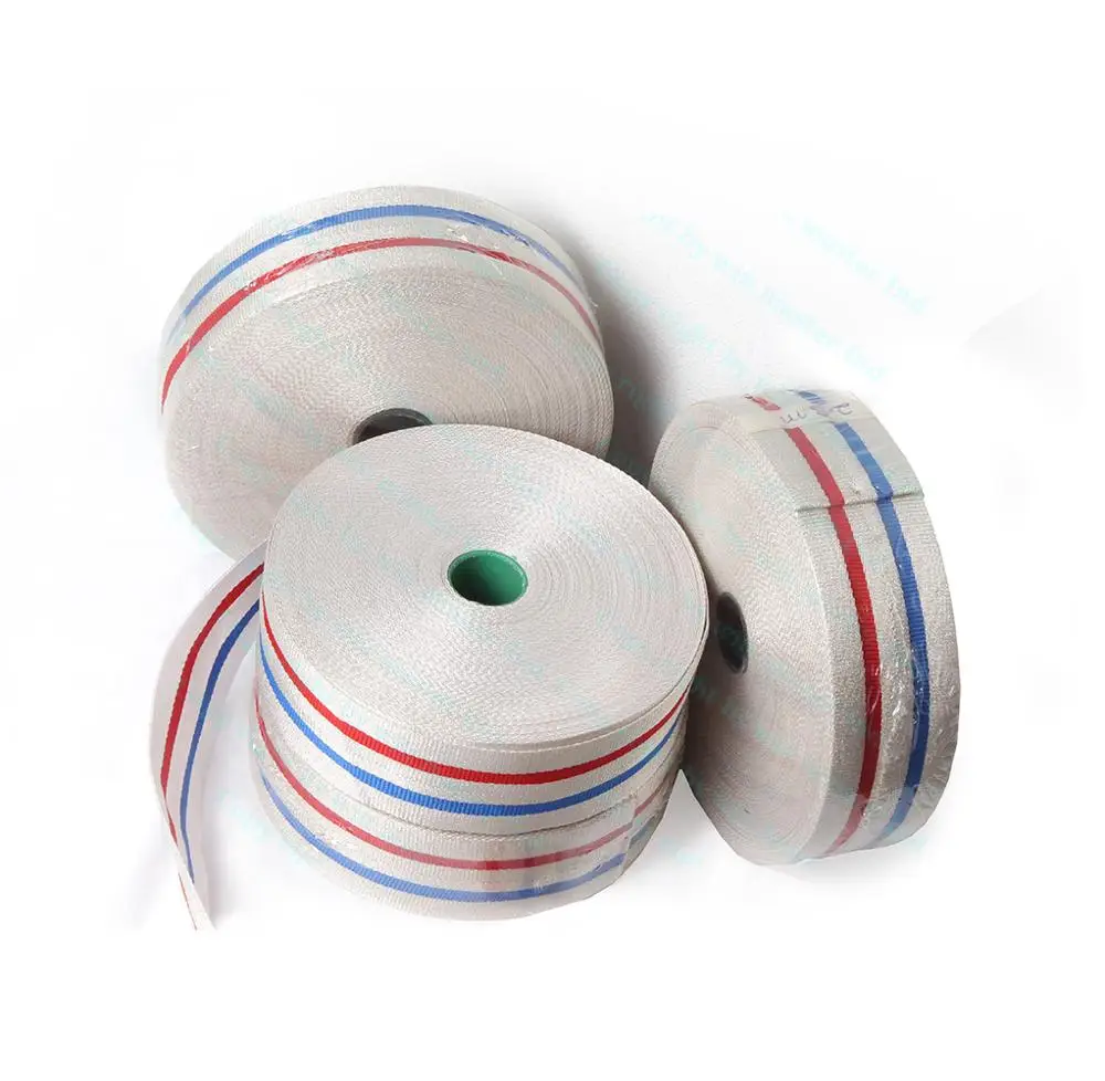 High quality red blue white ribbon striped 100% Polyester silk webbing material custom ceremonial medal ribbons