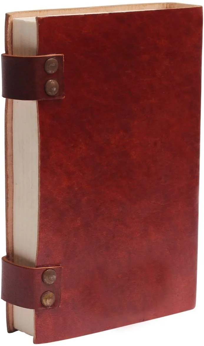 Vintage Double Belt genuine leather hand made Leather Journal with cotton paper With Stone for gifting him or her