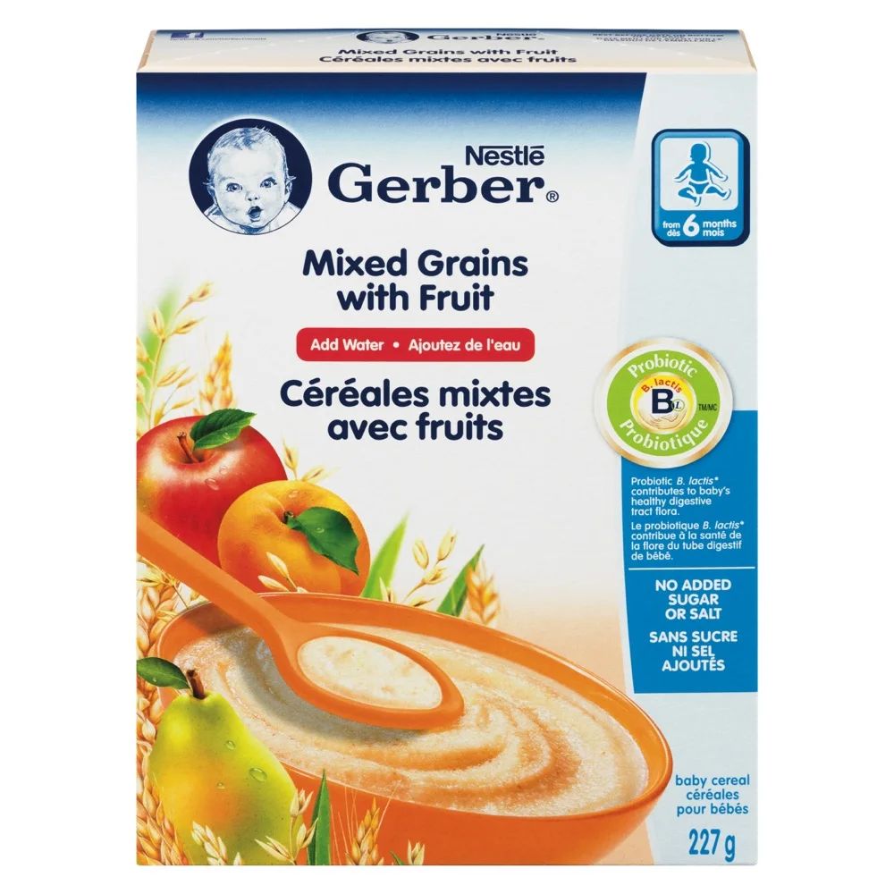 Gerber Детские хлопья DHA пробиотик овсяная мука Детские хлопья бананы упаковка для хранения молока особенность упаковки вес жира отдельный