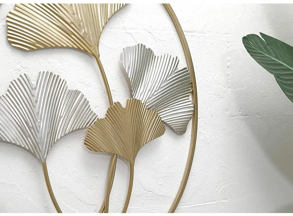 Stylish wall Arts decorations for home art House Bedroom Living Room Frame Art Hanging Flower Metal Home Wall Decor Gold Color