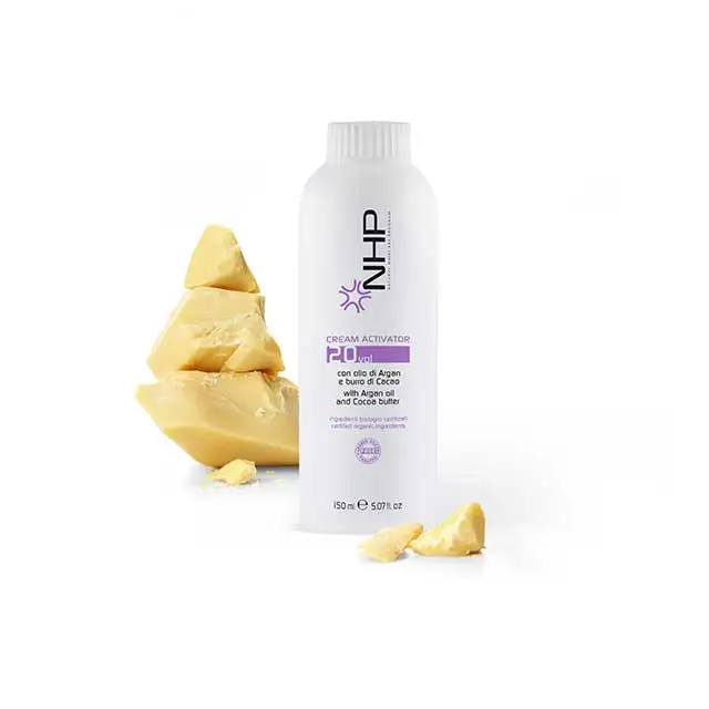 Made in Italy hair care products oxidizing treatment with organic Argan oil and Cocoa butter cream activator