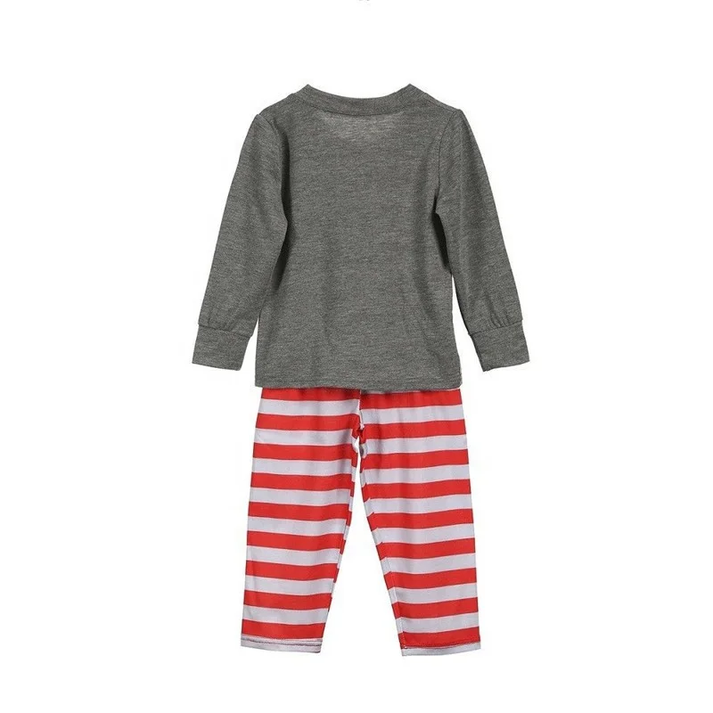 Child Cheap Fashion Holiday Christmas Kid Casual Winter House Pajama Home Wear Printed Fabric Pajamas Opp Bag Woven Round Neck