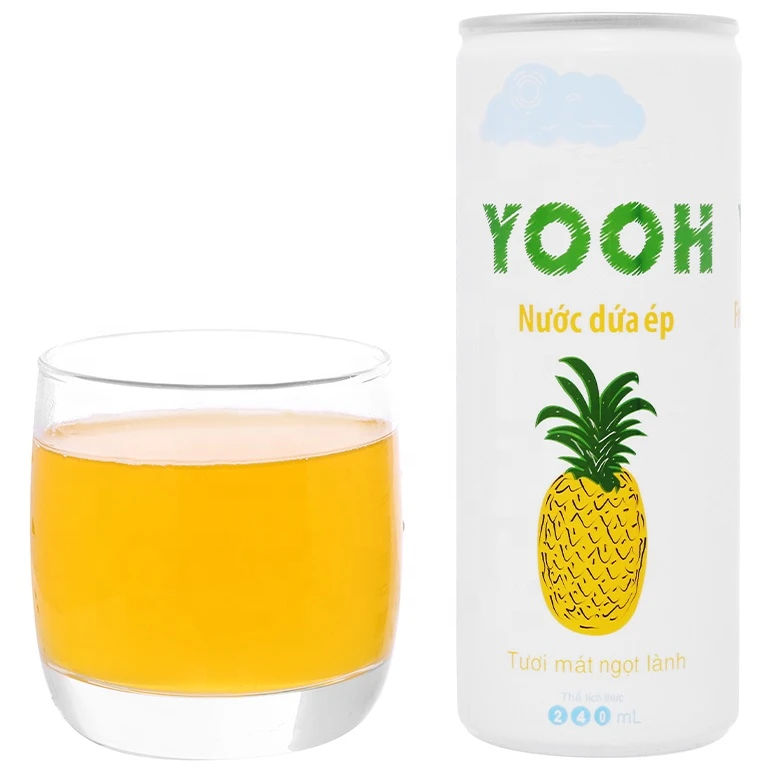 Good Mood Drinking Fresh PINEAPPLE JUICE Beverage Drink 240ml canned from Vietnam specialty regions high quality