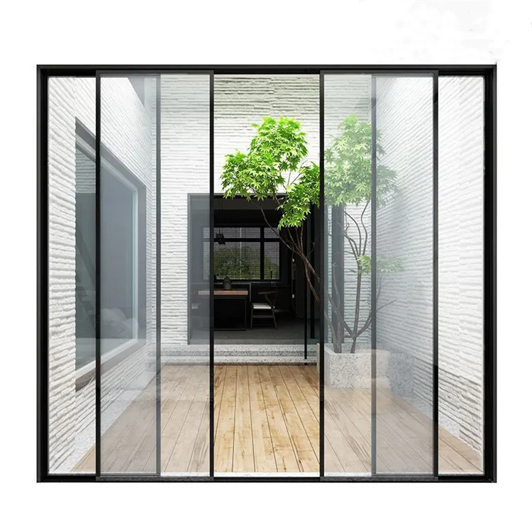 Популярные магнитные раздвижные двери, внутренний забор, раздвижные двери, узкие закаленные низкие раздвижные стеклянные двери для внутреннего дворика