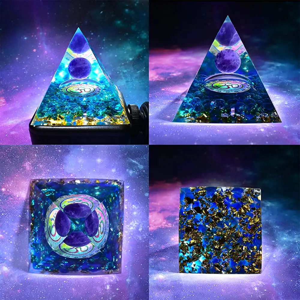 Sinymilk Amethyst Crystal Sphere and Smelting Stone Orgone Pyramid Copper EMF Protection Energy Generator : Wholesale Orgone