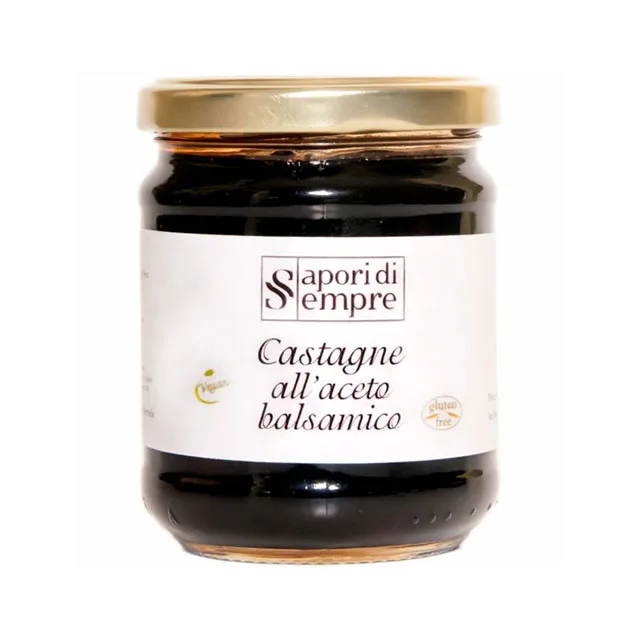 # DELIKATESSE, высокое качество, Сделано в Италии, каштаны в бальзамическом уксусе, соус, веганский безглютеновый | Приправа, 250 г