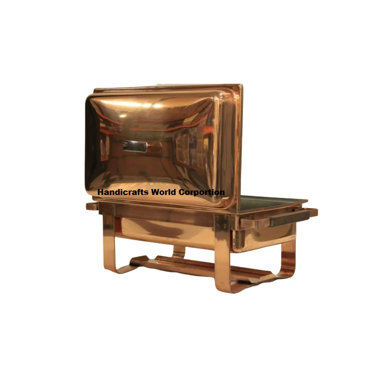 Luxury Royal Style Copper Finishing High Quality Large Chafing Dish Customized Design Buffet Food Warmer For Wedding Catering.