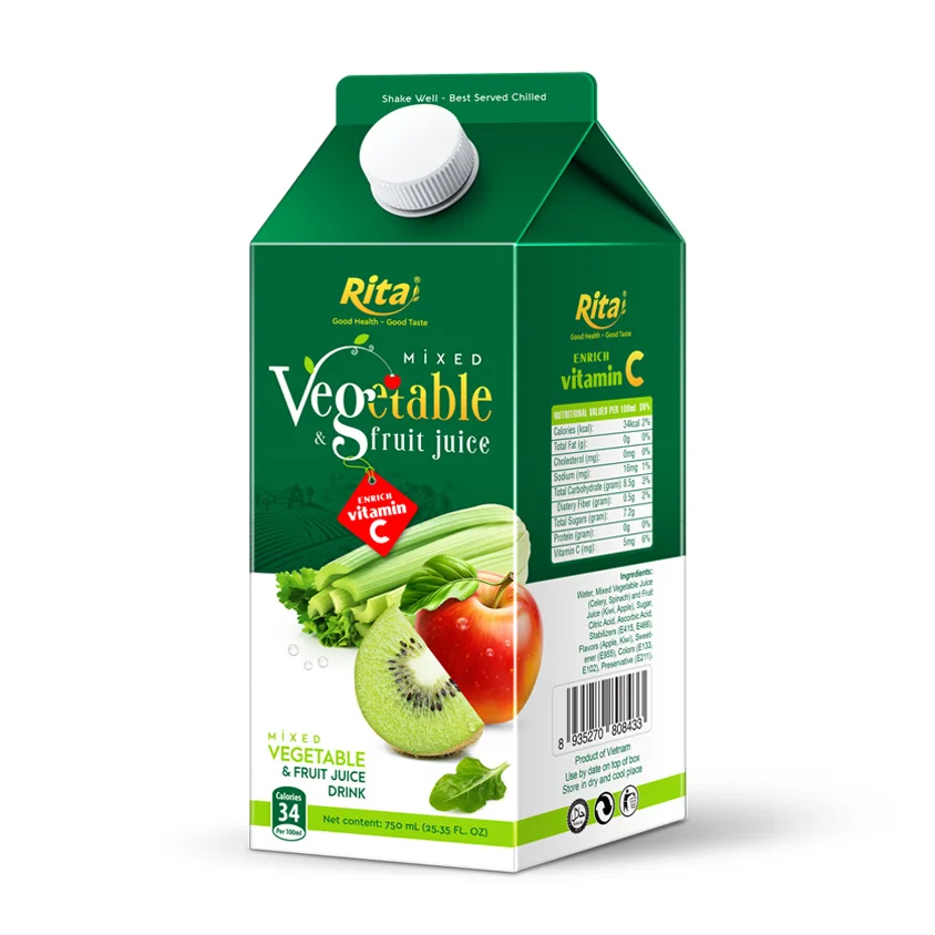 Vietnam Supplier 350 ml Box Paper Mixed Vegetable Juice