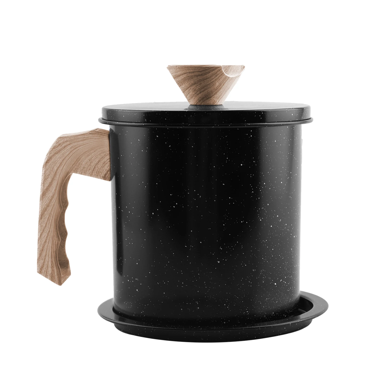 Bacon Grease Container Thick Iron Oil Filter Pot Rust-Proof Oil Storage Container For Kitchen (1.4L/1.7L) Grease Can