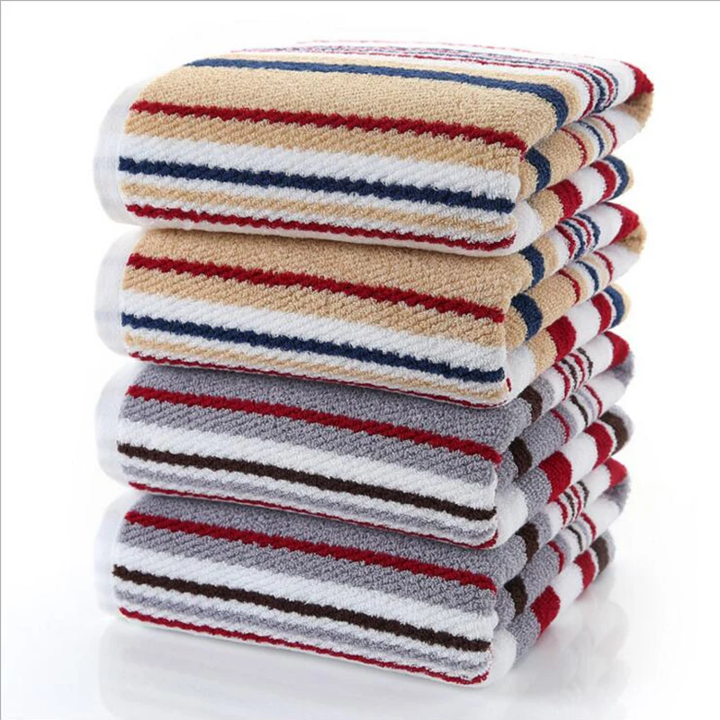Банные полотенца окрашенные в разноцветную полоску 100% хлопок с красивой упаковкой