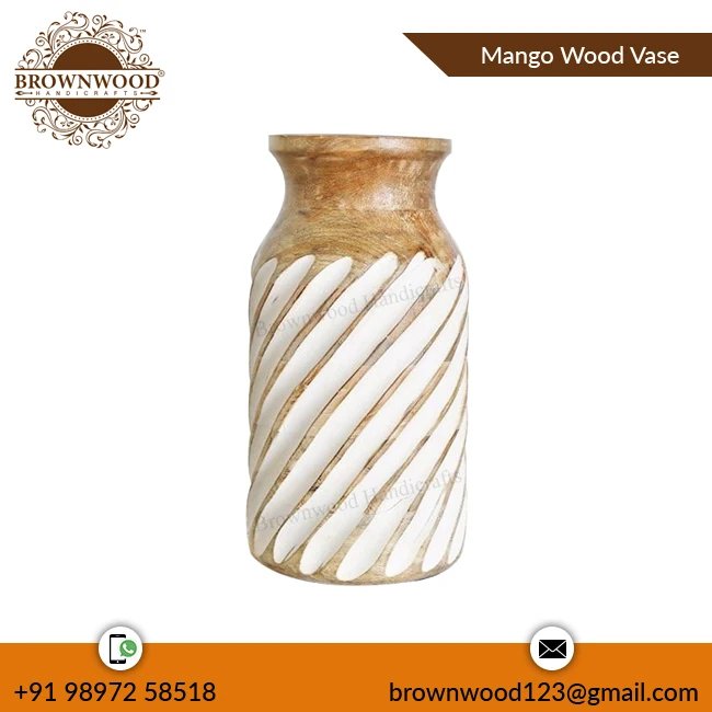 Элегантный новый стиль манго дерево ручной работы Настольный Декор цветы ваза деревянные резные вазы для украшения дома и подарки использовать