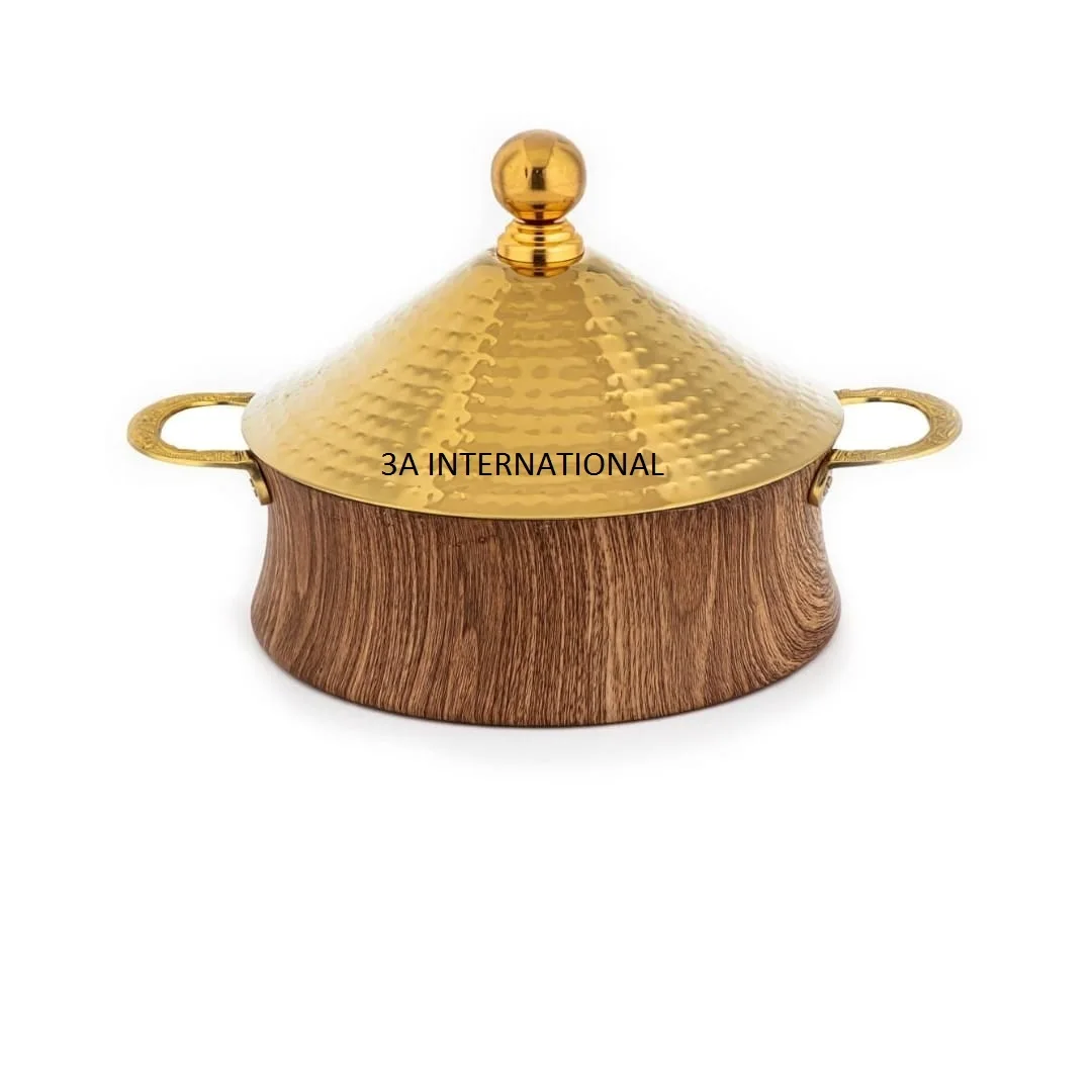 Посуда горячий горшок ручная гравировка кованые дизайнерское позолоченное готовой горячий горшок набор из 3 предметов флеш-накопитель usb традиционной формы общественного питания сервировочный горячий горшок