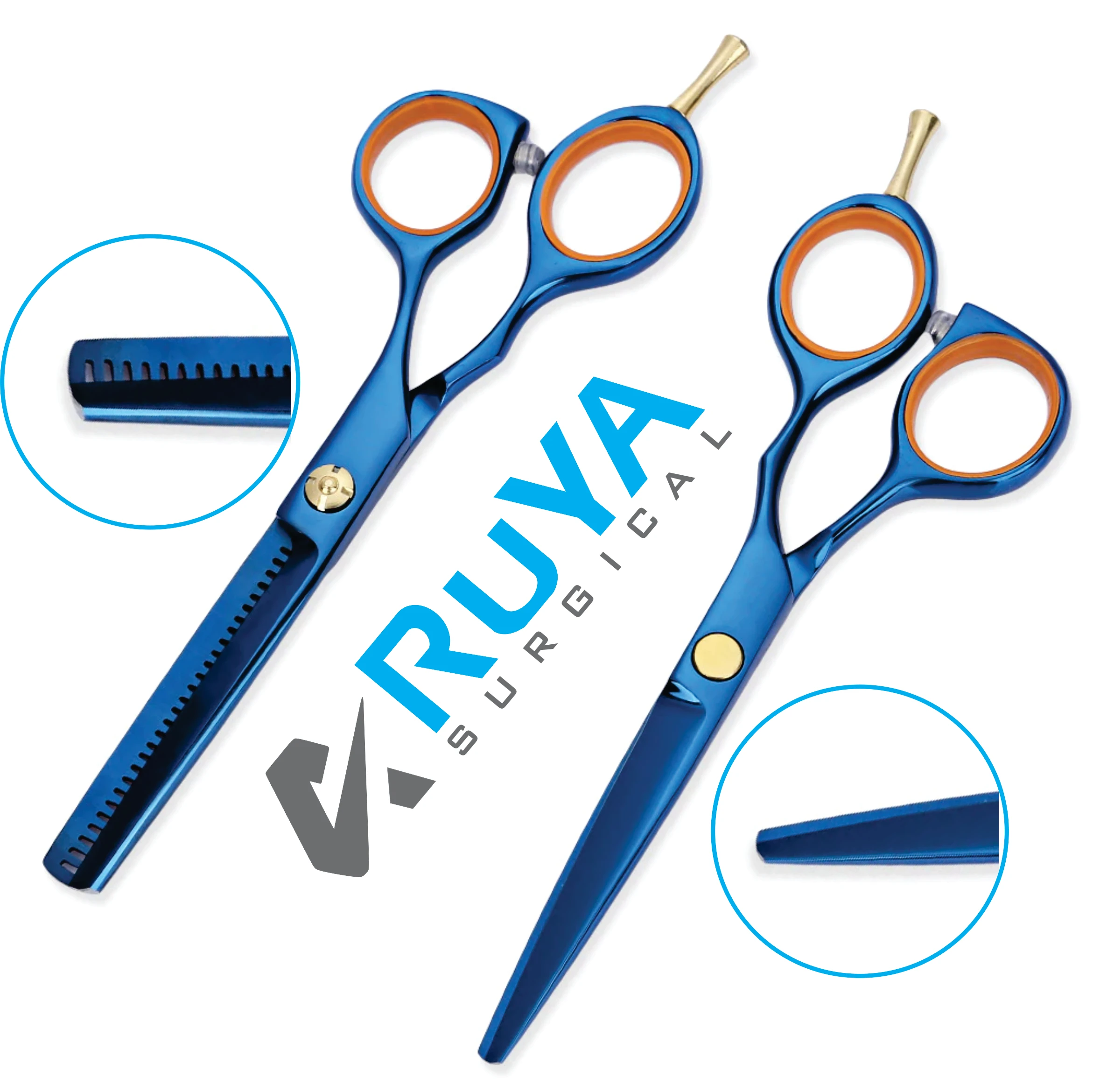 Blue Hairdressing Thinning Shears Scissors 440c Barber Hair Cutting Scissors J2 Steel Scissors 7 Inch Barber ProfessionalSsissor