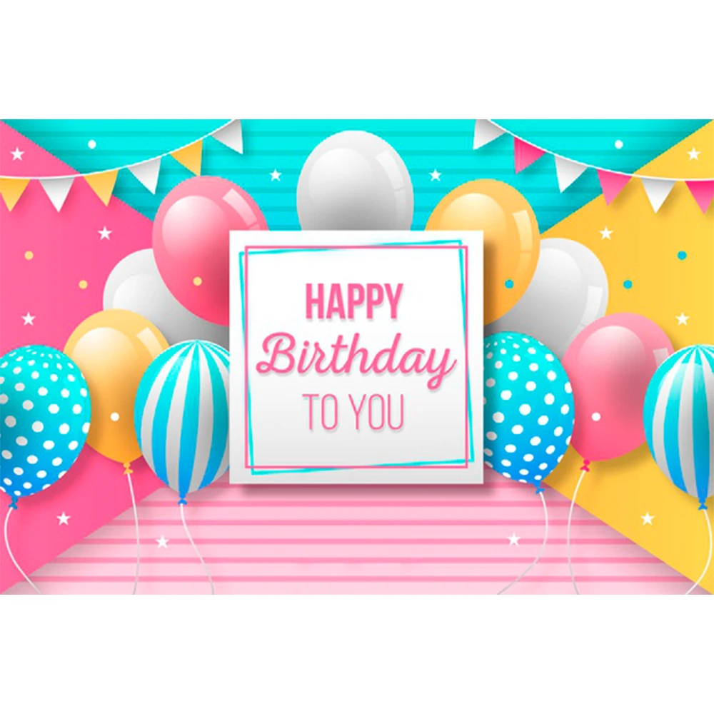 Custom text Photo Printing Happy Birthday Banner Pink Polyester Fabric Happy Birthday Backdrop Happy Birthday Banner