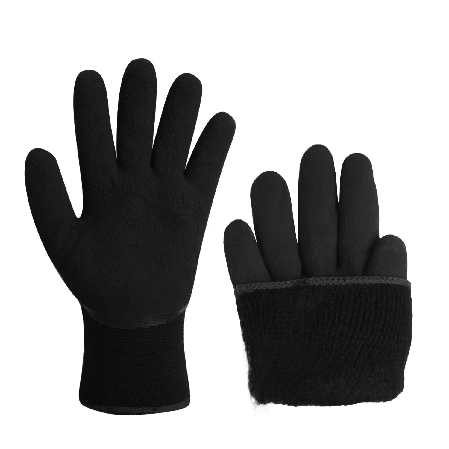 15G Nylon Shell Black Xxl Coated Palm Warm Waterproof Work Latex Gloves Imported Latex Gloves Nitrile