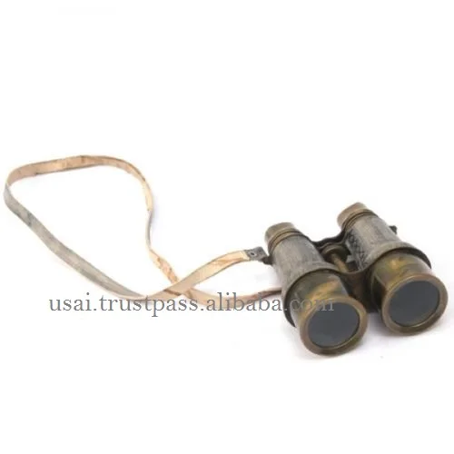 Collectible Antique Vintage Nautical 6 Inch Brass Binocular with Leather Leed Vintage Marine Gift item also