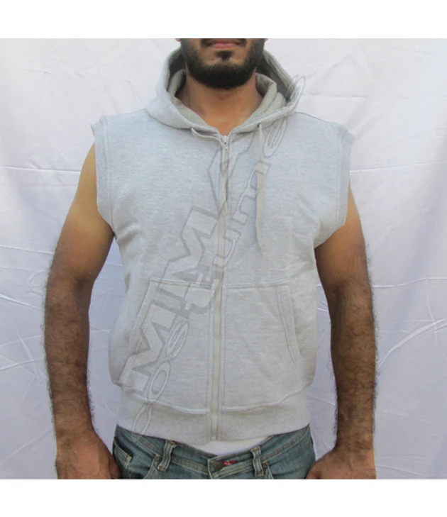 Custom made men sleeveless hoodie wholesale bulk quantity men sleeveless hoodie men zip up muscle hoodie