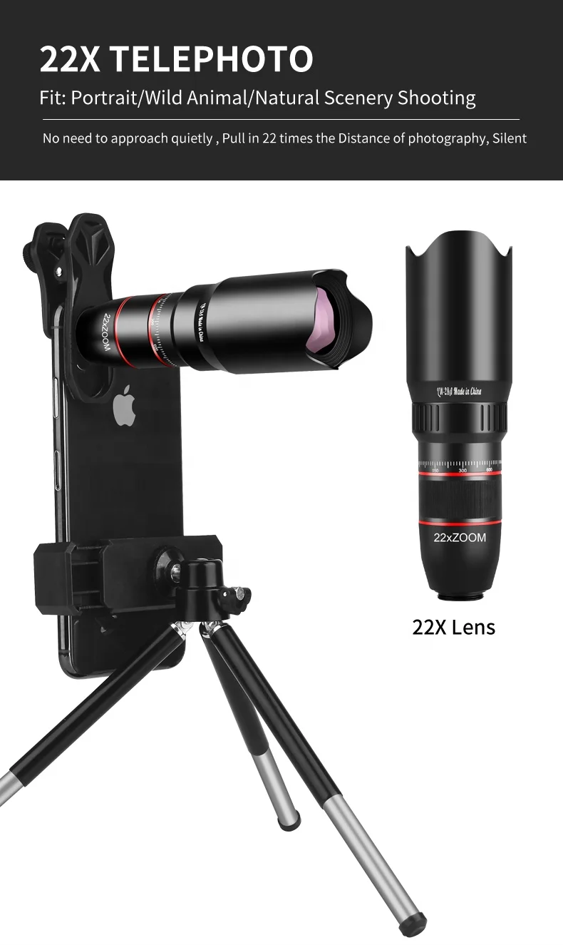 
2021 cross border dedicated mobile phone lens set 4-in-1, telescope wide-angle fisheye macro camera lens 