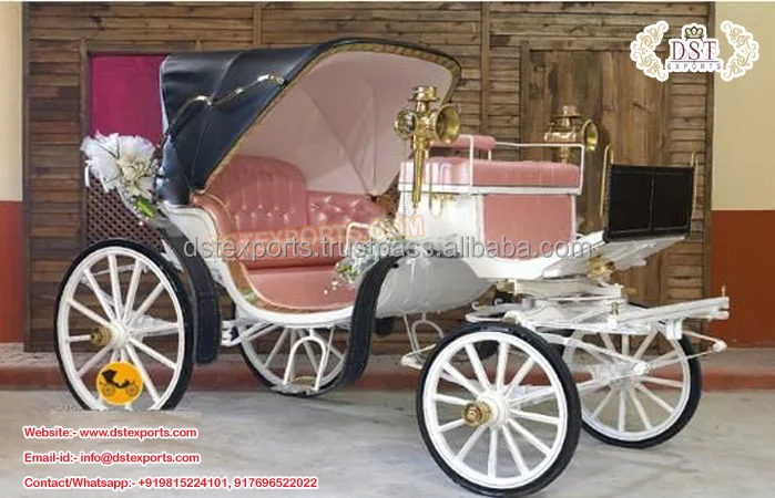 White Horse Drawn Luxury Limousine Carriage Stylish Touring Purpose Limousine Horse Carriage Horse Drawn VIP Carriage