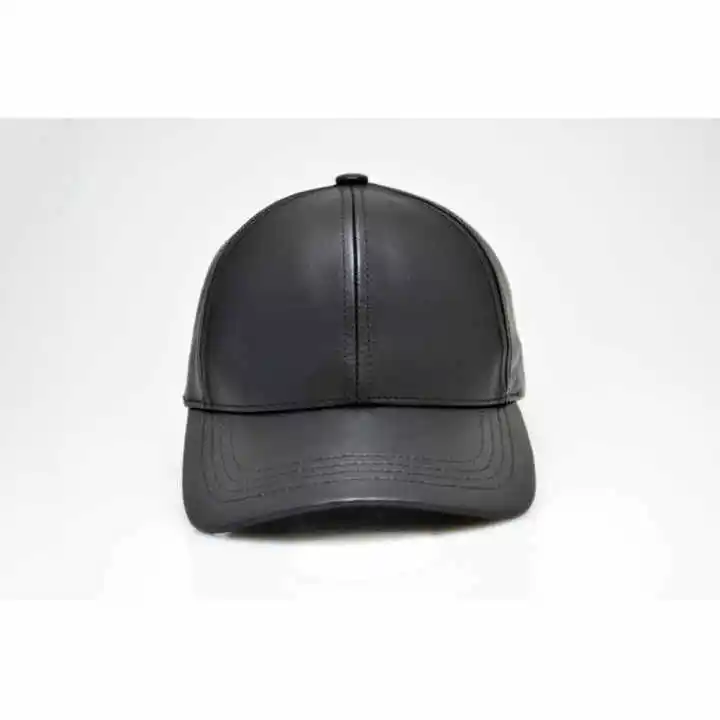 Customized Logo Men Black Leather Badge Flat-Top-Caps Hats Flat-Top Low MOQ Baseball-Cap