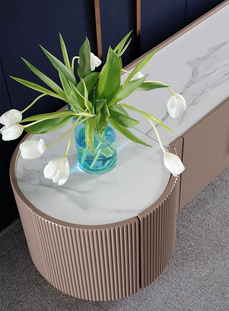 Design Coffee E1 MDF Board Modern Khaki Sintered Stone Top VERONA TV Console Cabinet With Matching Table And Side table