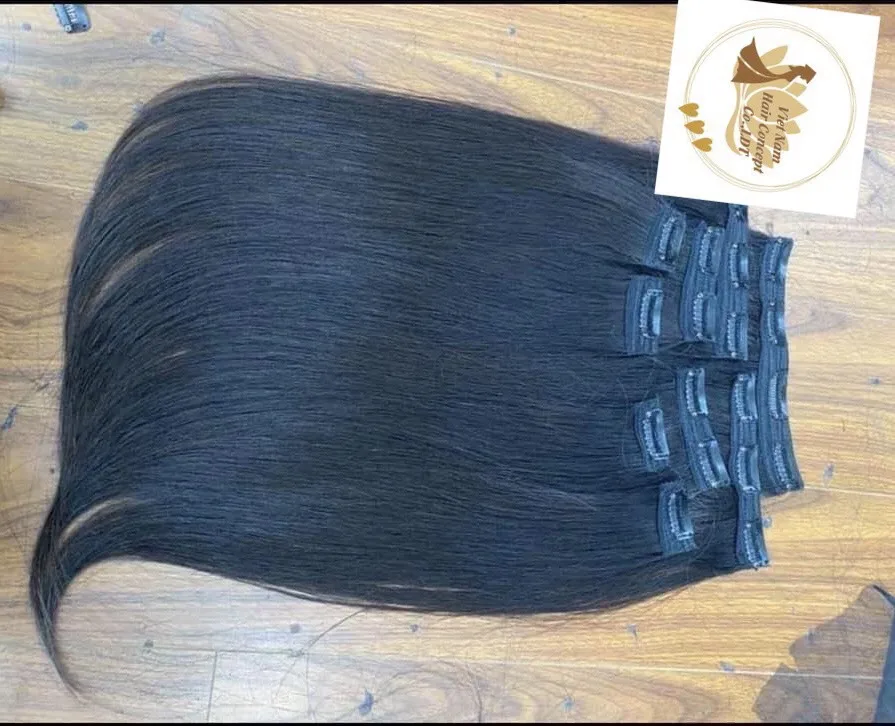 Лучшее качество! Красочные накладные человеческие волосы с зажимом от вьетнамской концепции волос