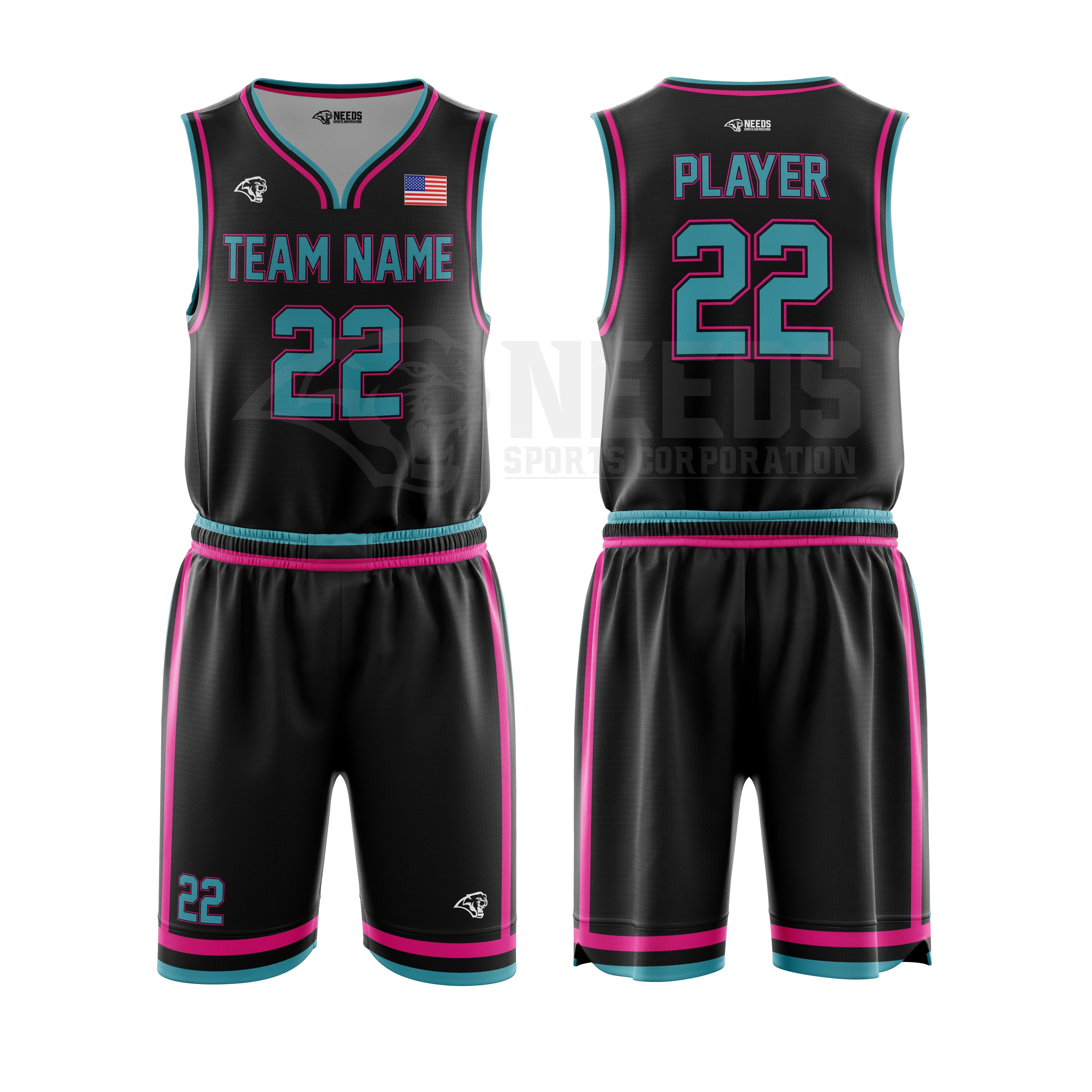 Custom design printing Basketball jersey shorts Uniform set Sublimation mesh quick dry