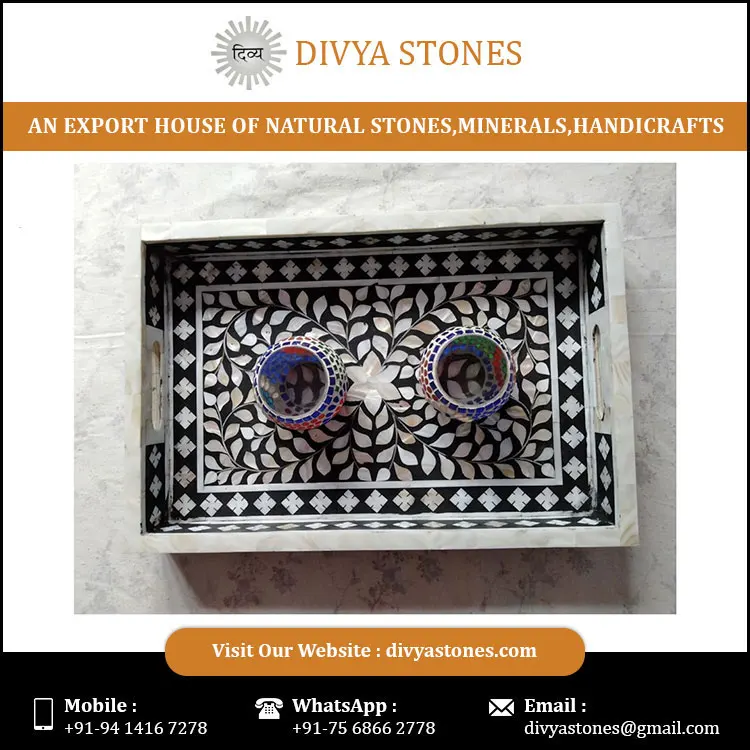 
Serving tray With Handle Mother of inlay Tray at Wholesale Price 
